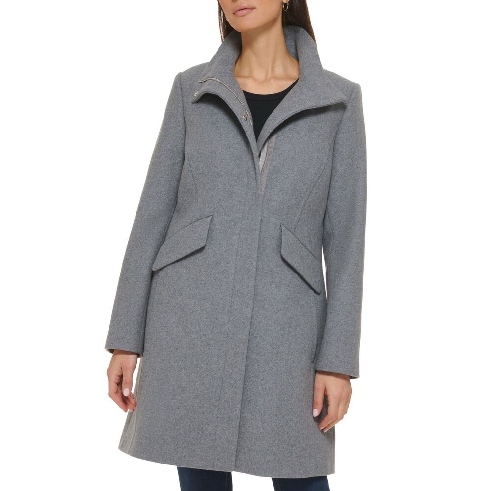 Cole Haan Signature Wool Blend Melton Coat in Heather Grey